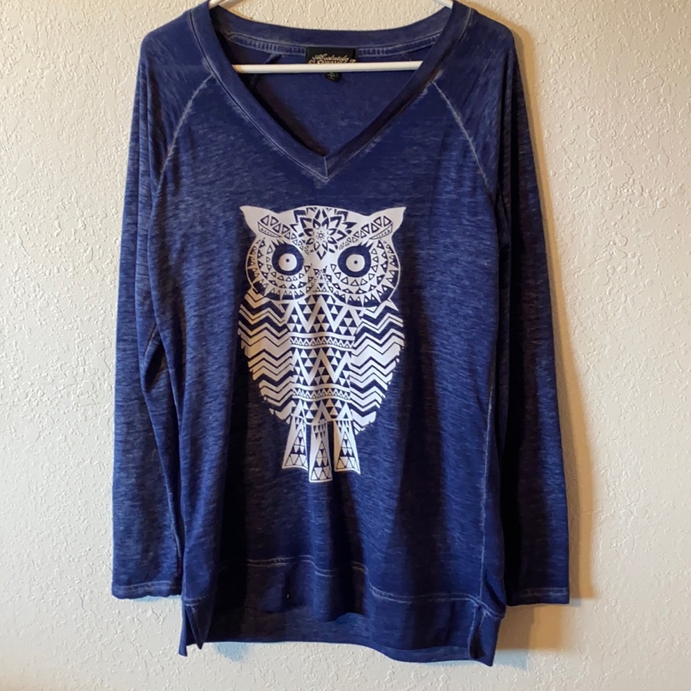 Dark Blue Owl Long Sleeve T-Shirt